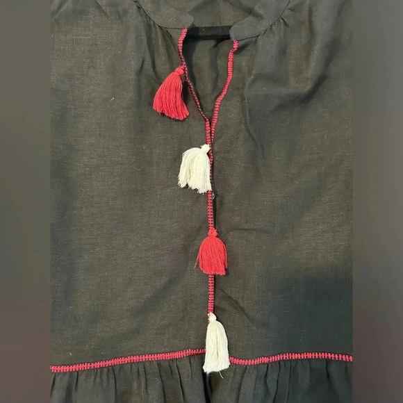 Sachin & Babi Avery Lightweight Linen V-Neck Tassel Mini Dress Size Medium - Picture 4 of 7